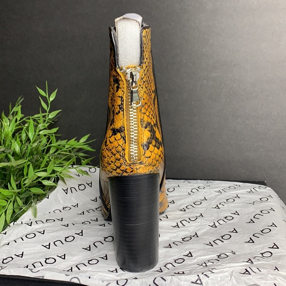 Aqua Womens Soren Ankle Boots Leather Block Heel - Yellow - Picture 5 of 11